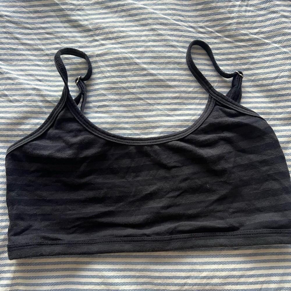 Brandy Melville Black & Grey Striped Bra Top